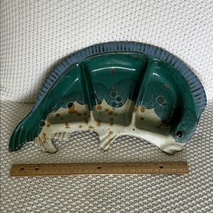 Tom Chamberlain Pottery Fish Mahi Mahi Divided Dish Or Decor